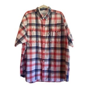 Men’s Super Bahama Columbia Button Up Short Sleeve Shirt. Size XL